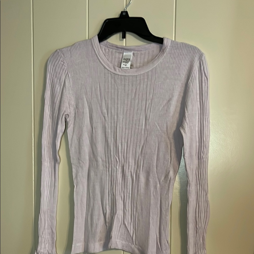 Sugar pink Ribbed Long Sleeve Tee